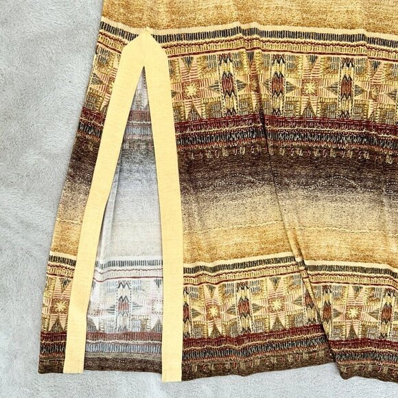 Joseph Ribkoff Gold Brown Ochre Foil Detail Short Sleeve Maxi Duster Chest 40" - Picture 8 of 9